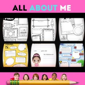 All About Me Back to School Activity – Worksheet holiday Classroom 66 PAGES